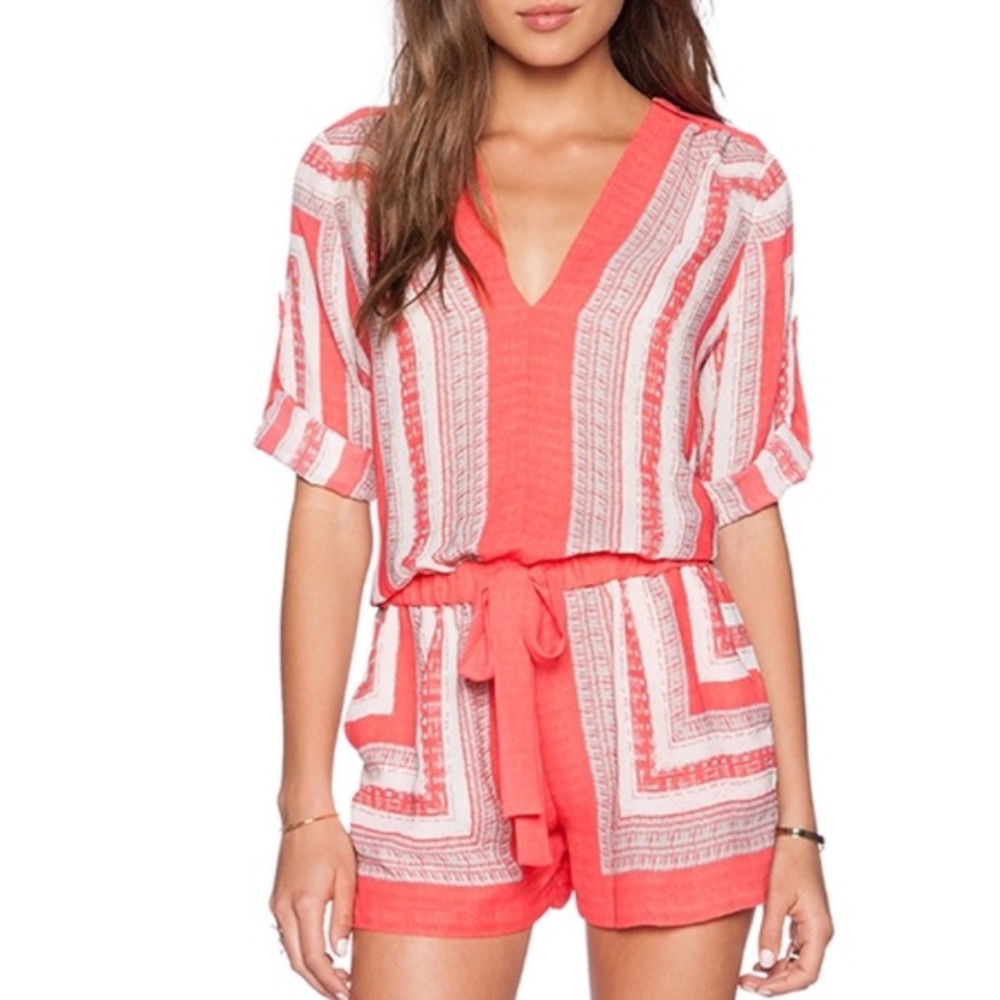BCBGMAXAZRIA Soren Romper in Poinsettia Combo